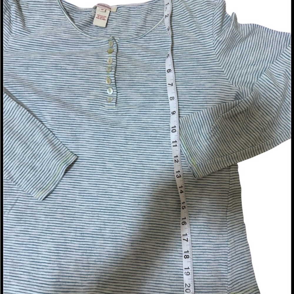 Sundance Light Blue Striped Henley Top - Picture 3 of 7